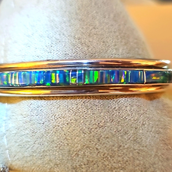 Sterling Silver Fire Opal Cuff Bracelet - Picture 4 of 4